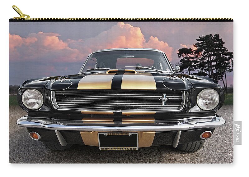 Ford Mustang Zip Pouch featuring the photograph Hertz Rent a Racer Mustang 1966 by Gill Billington