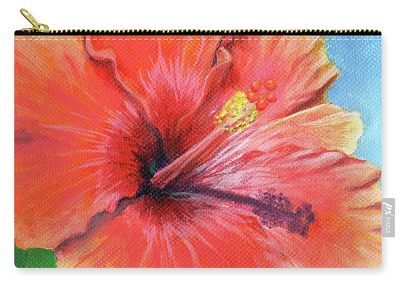 Hibiscus Zip Pouch featuring the painting Hibiscus Passion by Adam Johnson