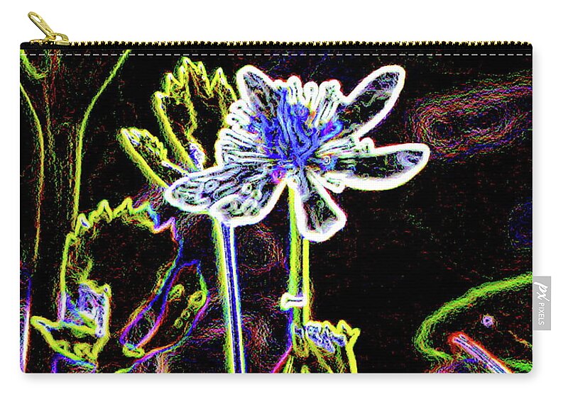 Flower Zip Pouch featuring the pyrography Hidden No Longer by Harry Moulton