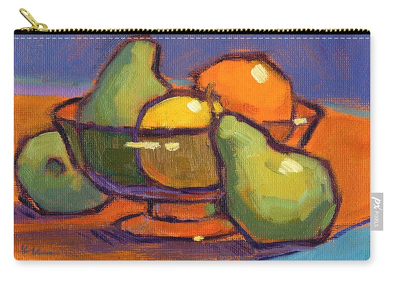 Pears Zip Pouch featuring the painting Hide and Seek 2 by Konnie Kim