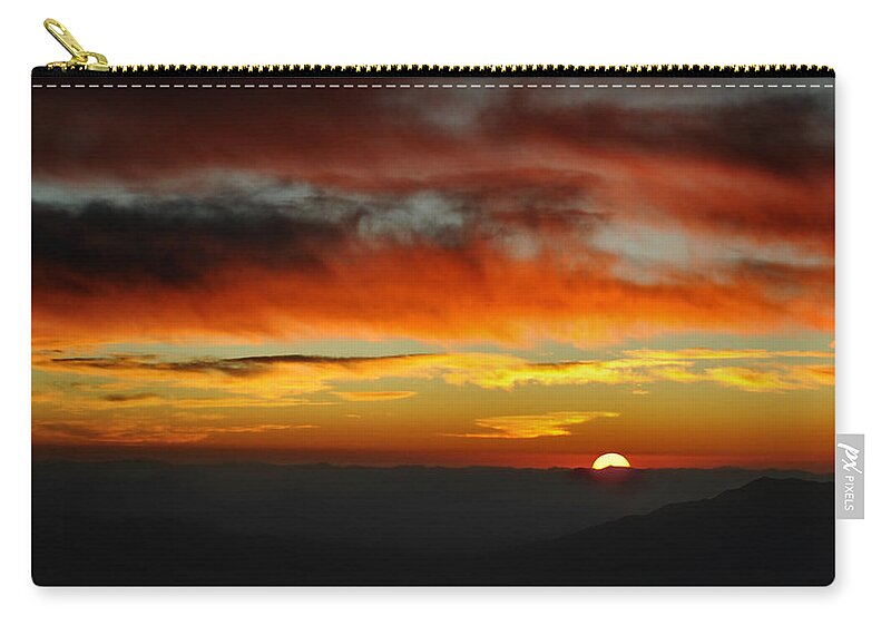 Sunset Zip Pouch featuring the photograph High Altitude Fiery Sunset by Joe Bonita