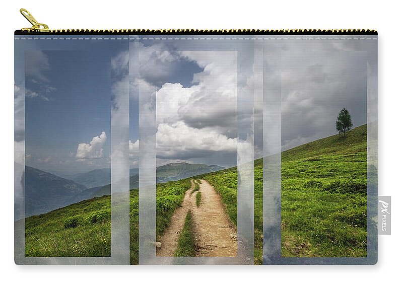 Appalachia Zip Pouch featuring the photograph High Mountain Trail in Triple by Debra and Dave Vanderlaan