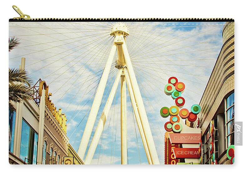 High Roller Wheel Carry-all Pouch featuring the photograph High Roller Wheel, Las Vegas by Tatiana Travelways