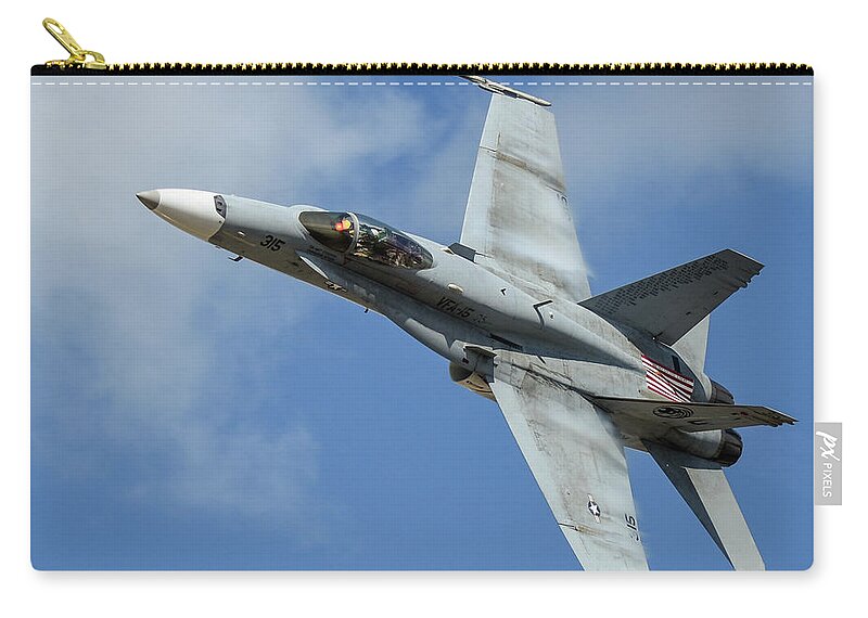 F-18 Zip Pouch featuring the photograph High Speed Hornet Pass by David Hart