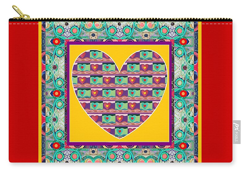 Hearts Carry-all Pouch featuring the mixed media Higher Love - Heart of Hearts by Helena Tiainen