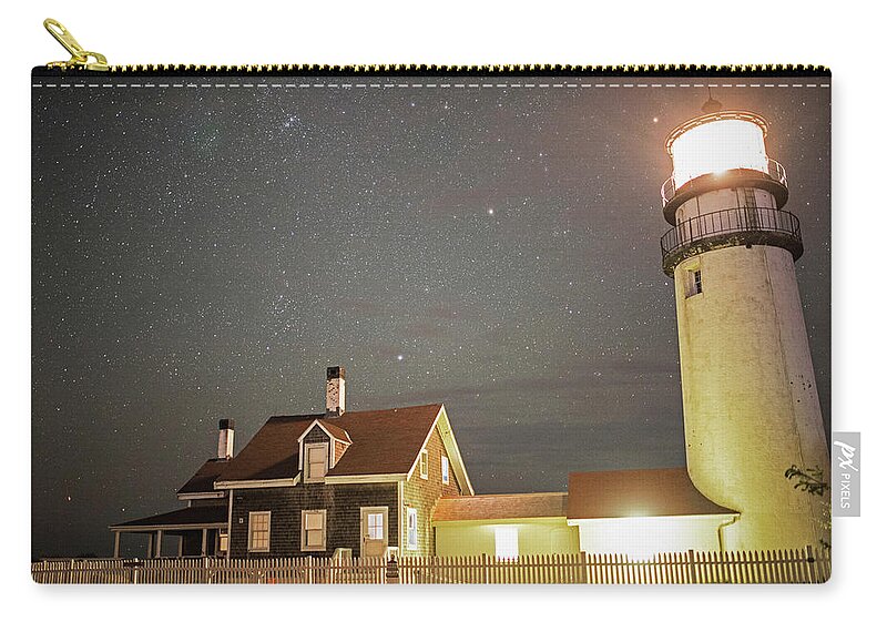 Truro Zip Pouch featuring the photograph Highland Light Truro Massachusetts Cape Cod Starry Sky by Toby McGuire