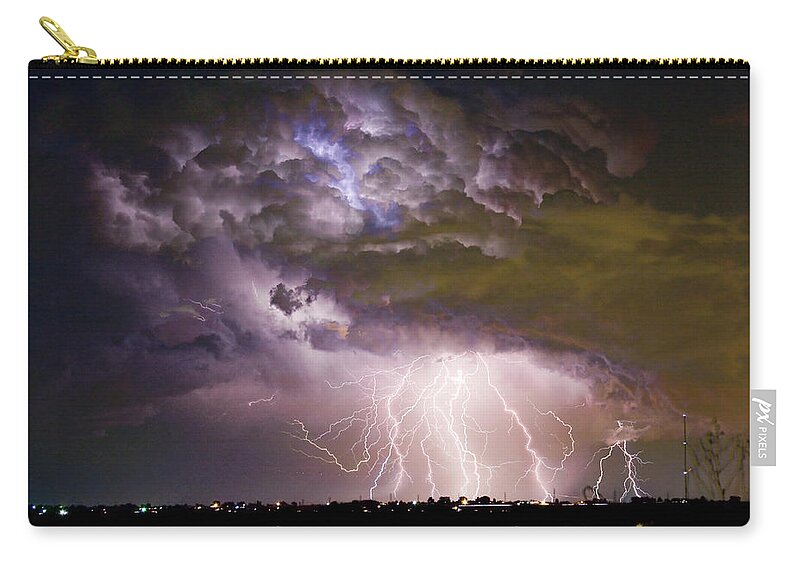 Colorado Lightning Zip Pouch featuring the photograph Highway 52 Storm Cell - Two and half Minutes Lightning Strikes by James BO Insogna