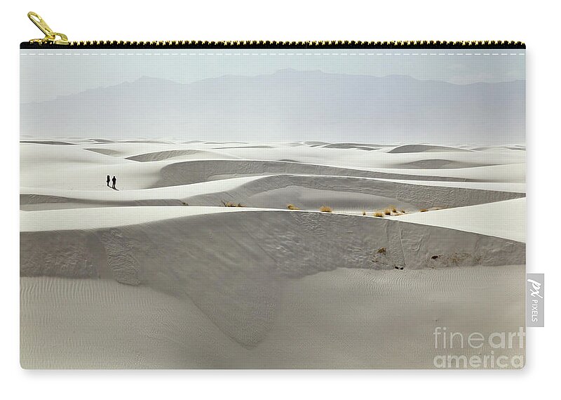 00559173 Zip Pouch featuring the photograph Hikers at White Sands by Yva Momatiuk and John Eastcott