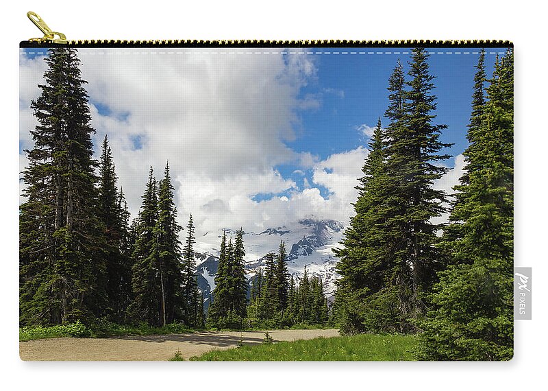 Washington Zip Pouch featuring the photograph Hiking Path into the trees by Roslyn Wilkins