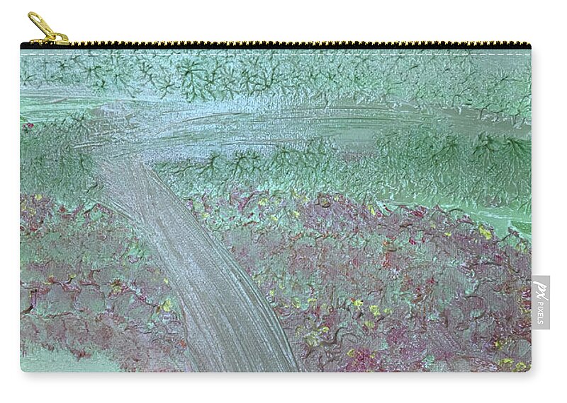 Oil On Canvas Zip Pouch featuring the painting Hillside by Karen Nicholson
