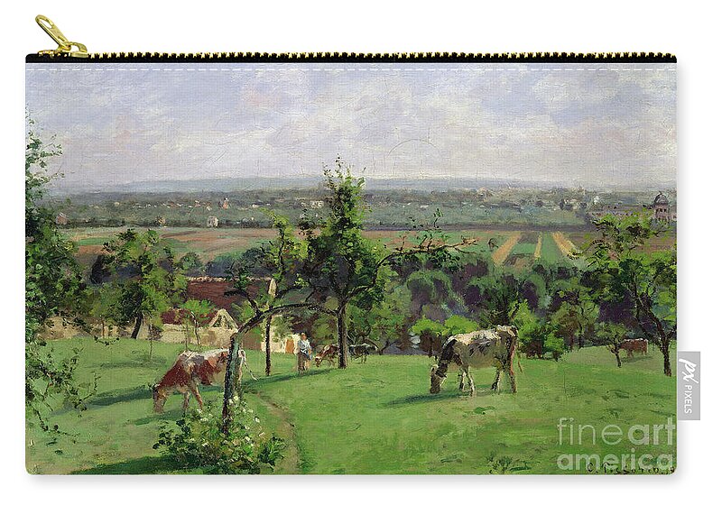 Camille Pissarro Zip Pouch featuring the painting Hillside of Vesinet by Camille Pissarro