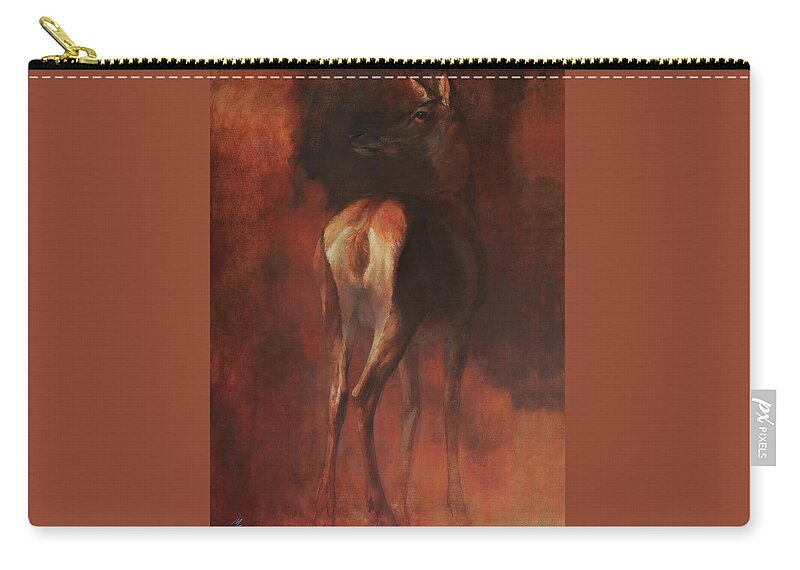 Hind Zip Pouch featuring the painting Hind from Behind by Attila Meszlenyi