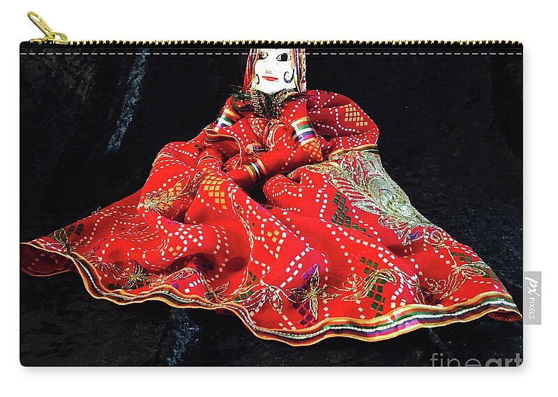 Hindu Zip Pouch featuring the photograph Hindu Hand Crafted Doll by Alice Terrill