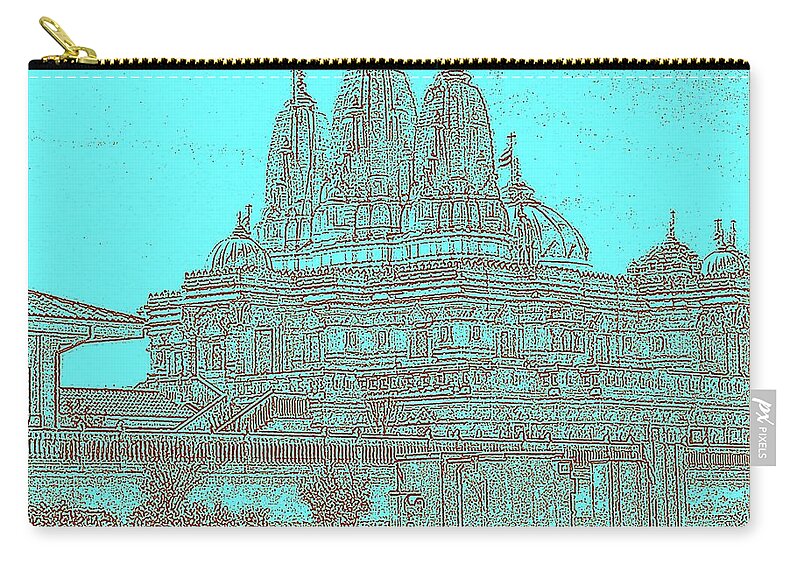 Orange Zip Pouch featuring the digital art Hindu Temple by Lessandra Grimley