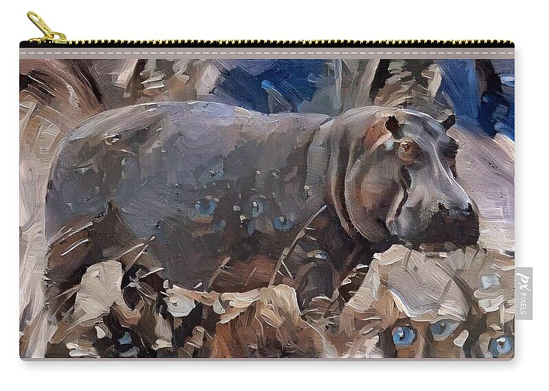 Hippopotamus Zip Pouch featuring the photograph Hippo by Gini Moore