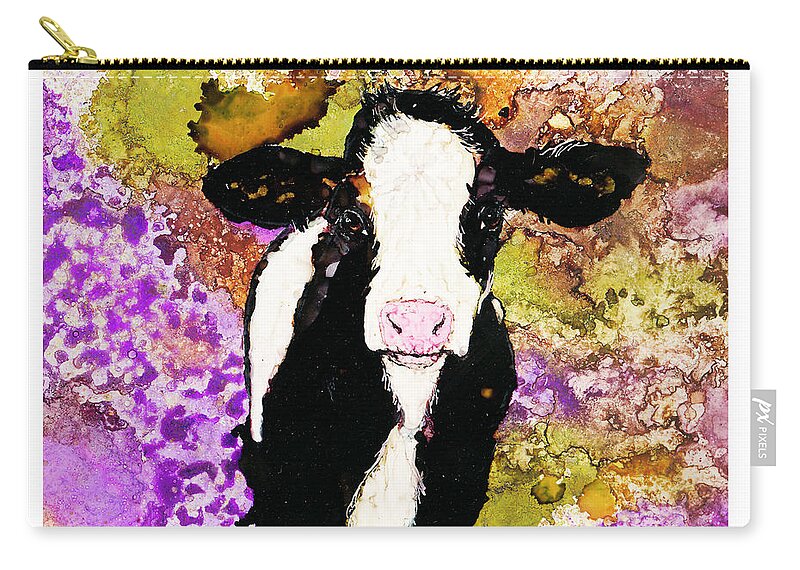 Woolyfrog Zip Pouch featuring the painting Hippy Calf by Jan Killian