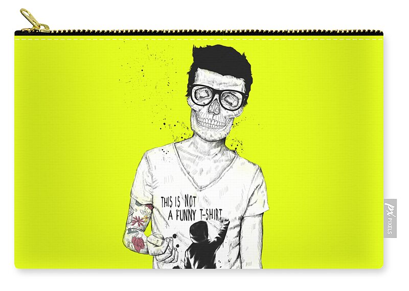 Skull Zip Pouch featuring the drawing Hipsters Not Dead by Balazs Solti