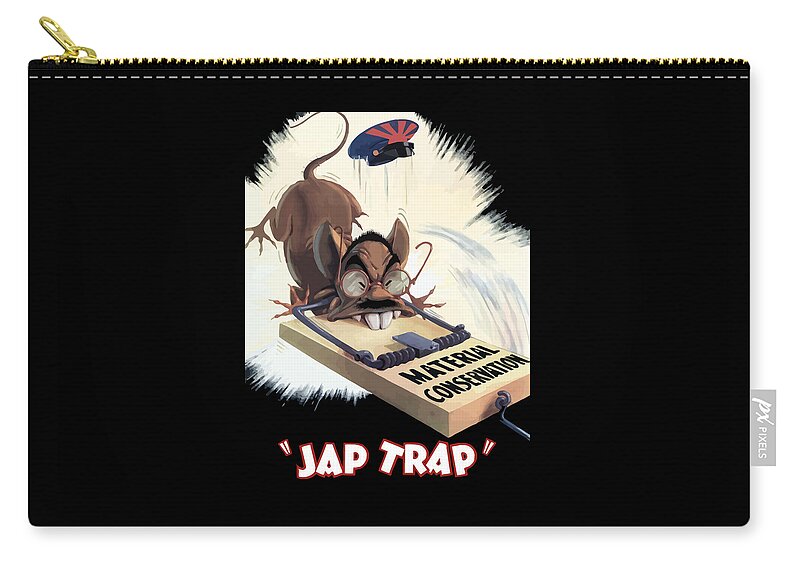 Hirohito Zip Pouch featuring the painting Hirohito As A Rat by War Is Hell Store