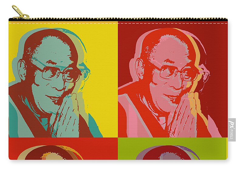 Lama Zip Pouch featuring the digital art His Holiness the Dalai Lama of Tibet by Jean luc Comperat