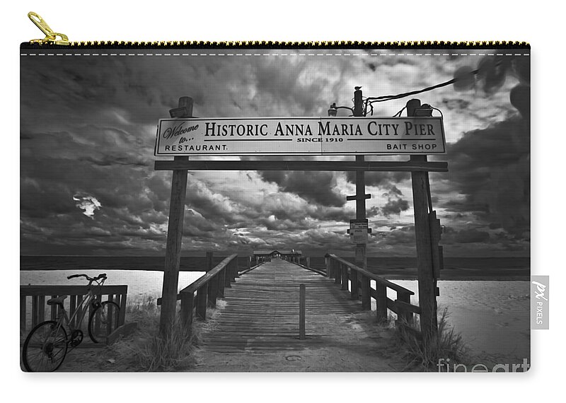 Historic Anna Maria City Pier Zip Pouch featuring the photograph Historic Anna Maria City Pier 9177436 by Rolf Bertram