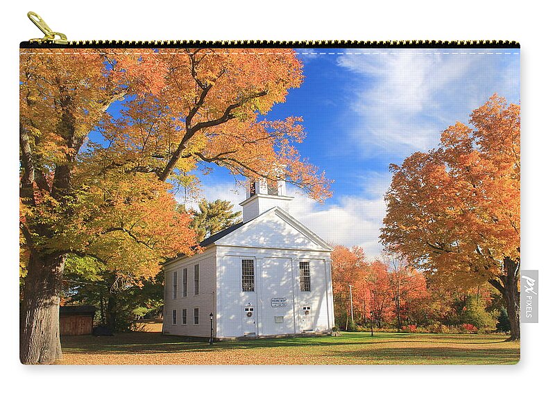 Autumn Zip Pouch featuring the photograph Historic New England Meetinghouse and Fall Foliage Ware Massachusetts by John Burk