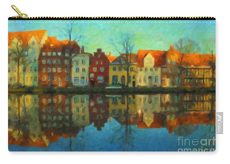 Lubeck Zip Pouch featuring the painting Historic Old Town Lubeck by Chris Armytage