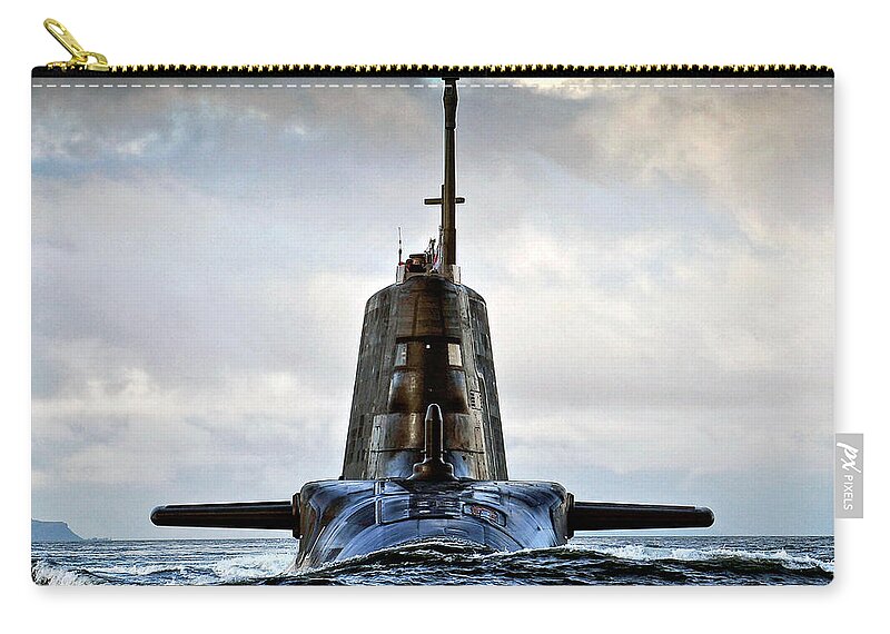 Astute Class Zip Pouch featuring the photograph HMS Ambush Submarine by Roy Pedersen