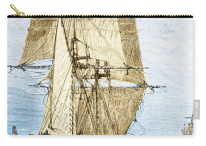 Beagle Zip Pouch featuring the photograph Hms Beagle In Phosphorescent Sea by Science Source
