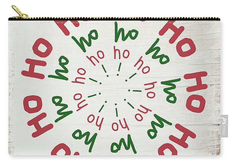 Christmas Carry-all Pouch featuring the mixed media Ho Ho Ho Wreath- Art by Linda Woods by Linda Woods