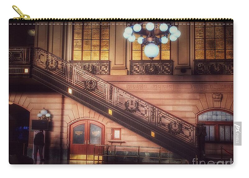 Hoboken Train Station Zip Pouch featuring the photograph Hoboken Train Station - Vintage Beauty of New Jersey by Miriam Danar