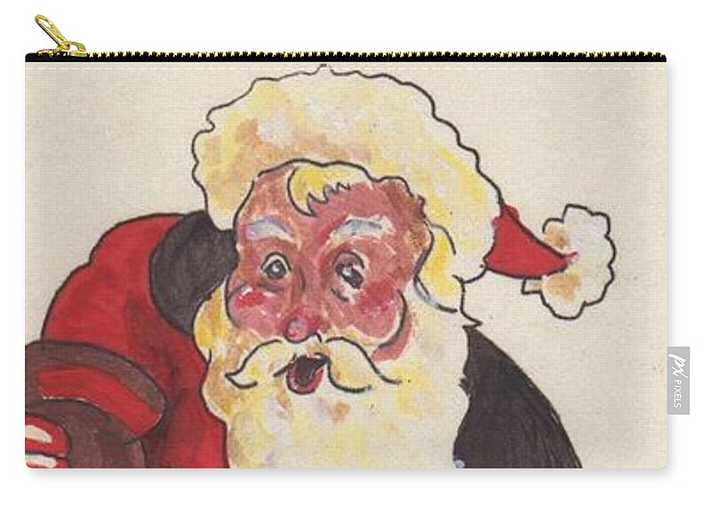 Santa Zip Pouch featuring the painting Hockey Santa by Todd Peterson