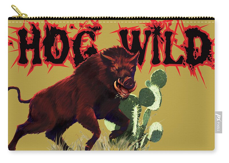 Hog Zip Pouch featuring the painting Hog Wild Tee by Robert Corsetti