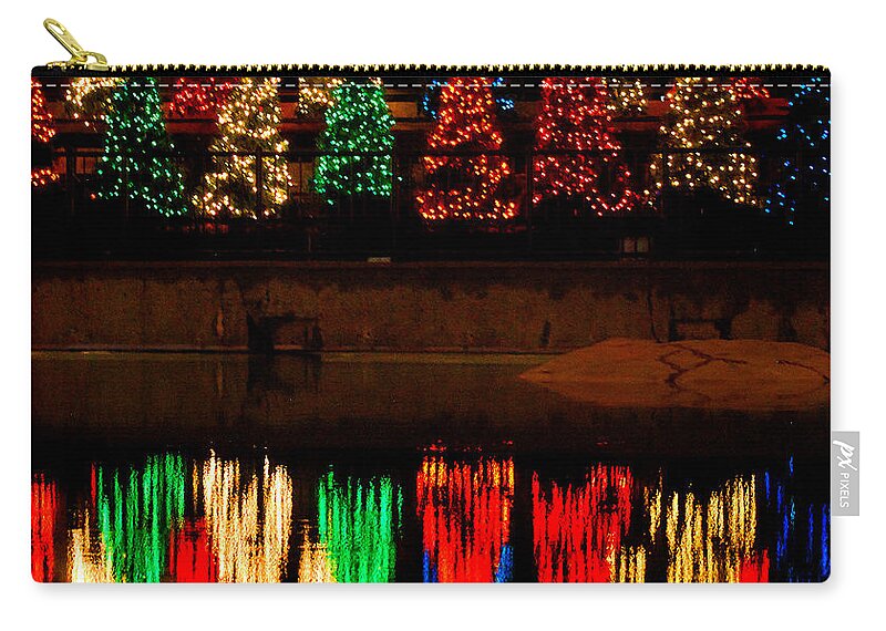 Lincoln Park Zoo Zip Pouch featuring the photograph Holiday Evergreen Reflections by Nancy Mueller