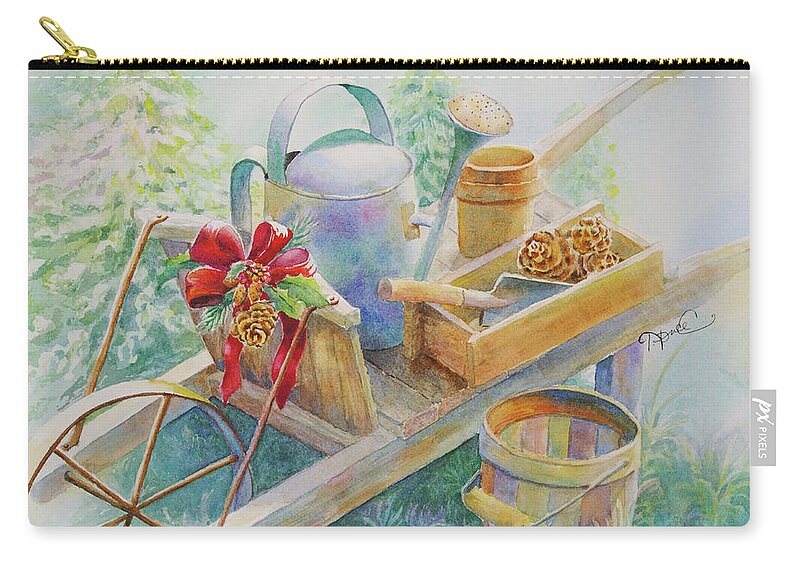 Nancy Charbeneau Zip Pouch featuring the painting Holiday Respite by Nancy Charbeneau