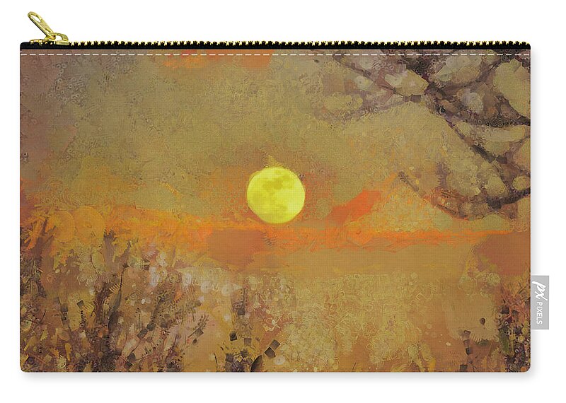 Sun Zip Pouch featuring the mixed media Hollow's Eve by Trish Tritz