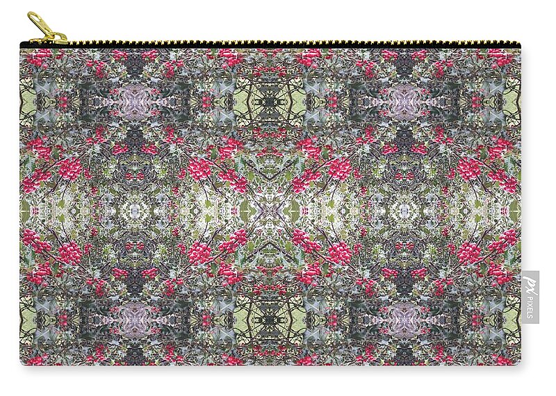Digital Zip Pouch featuring the photograph Holly Berry Frieze Fractal 4 by Julia Woodman