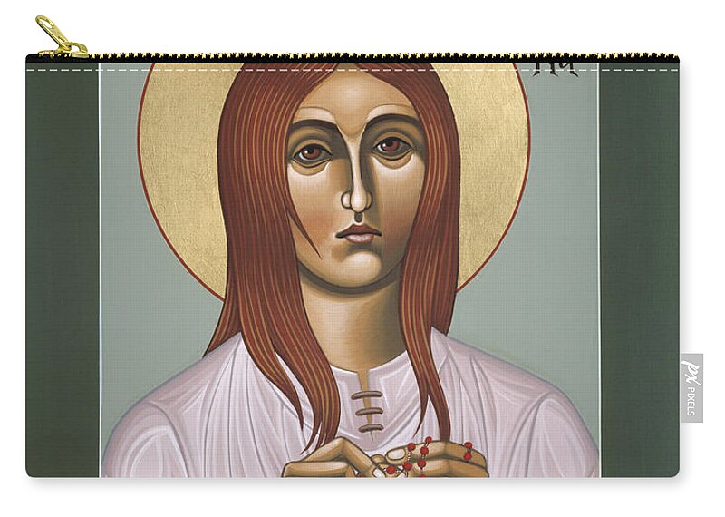 Holy Martyr St Dymphna Of Ireland Zip Pouch featuring the painting Holy Martyr St Dymphna of Ireland 086 by William Hart McNichols