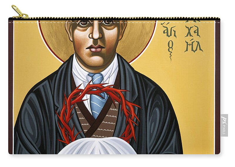 Holy New Martyr Padre Miguel Pro Zip Pouch featuring the painting Holy New Martyr Padre Miguel Pro 119 by William Hart McNichols