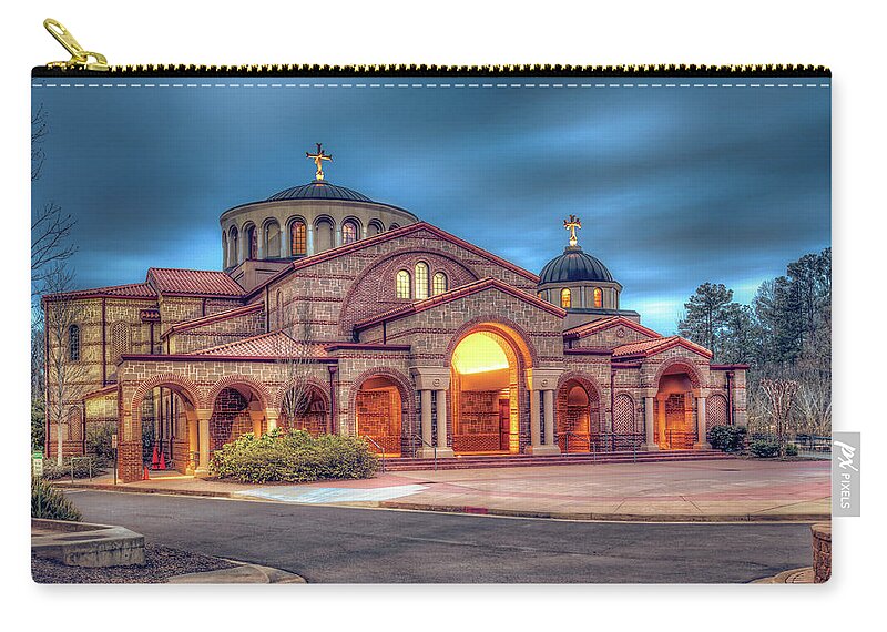  Zip Pouch featuring the photograph Holy Transfiguration Greek Orthodox Church by Anna Rumiantseva