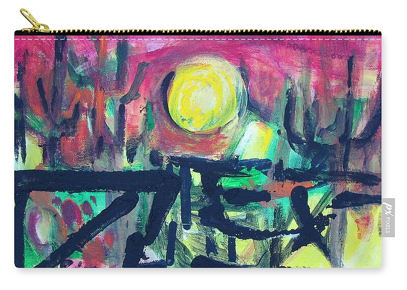 Spontaneous Mark Making Evoking Eastern Perspective And Contemporary Design. Zip Pouch featuring the painting Home on the Range by Betty Pieper