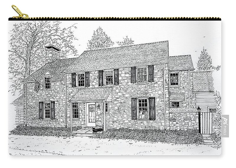 Pennsylvania Architecture Zip Pouch featuring the drawing Homes Of The Main Line by Ira Shander
