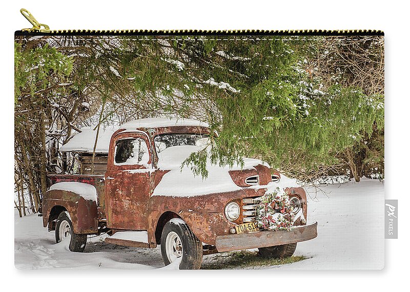 Old Trucks Zip Pouch featuring the photograph Honey In The Snow by Cynthia Wolfe