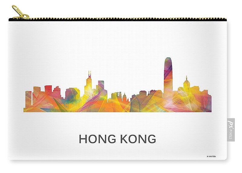 Hong Kong China Skyline Zip Pouch featuring the digital art Hong Kong China Skyline by Marlene Watson
