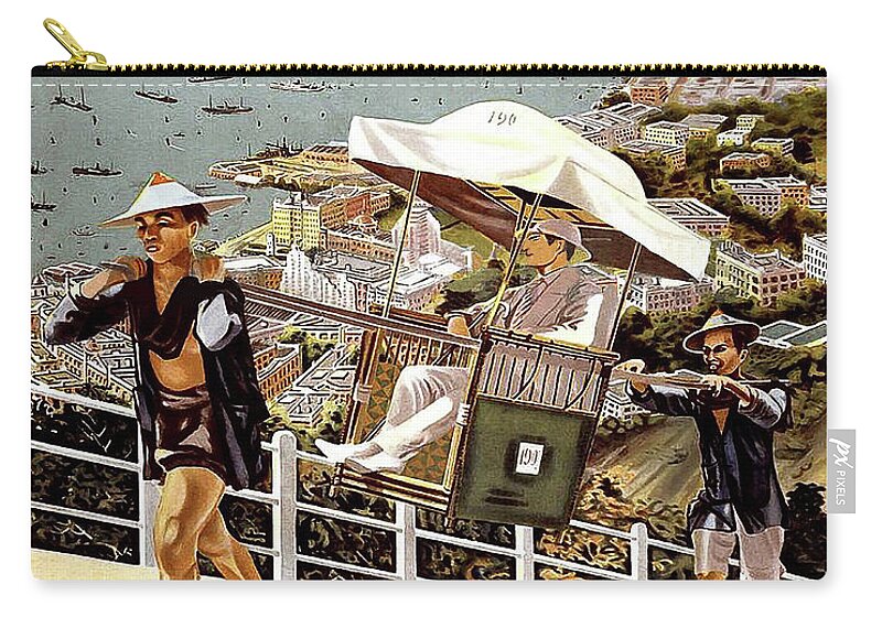 Hong Kong Zip Pouch featuring the painting Hong Kong, riviera of the Orient by Long Shot