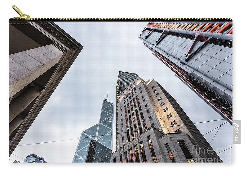 Central - Hong Kong Zip Pouch featuring the photograph Hong Kong skyscraper by Didier Marti