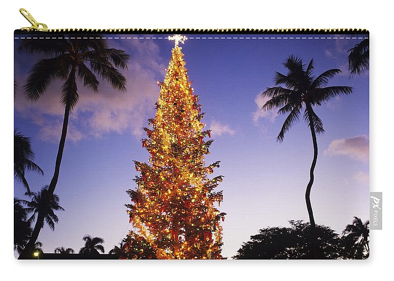 Blue Zip Pouch featuring the photograph Honolulu Christmas by Kyle Rothenborg - Printscapes