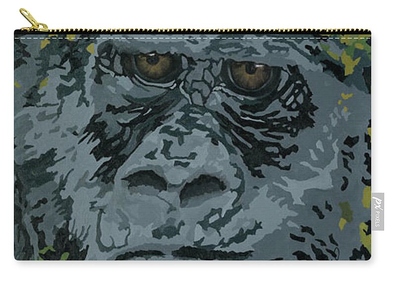 Gorilla Zip Pouch featuring the painting Hooah by Cheryl Bowman