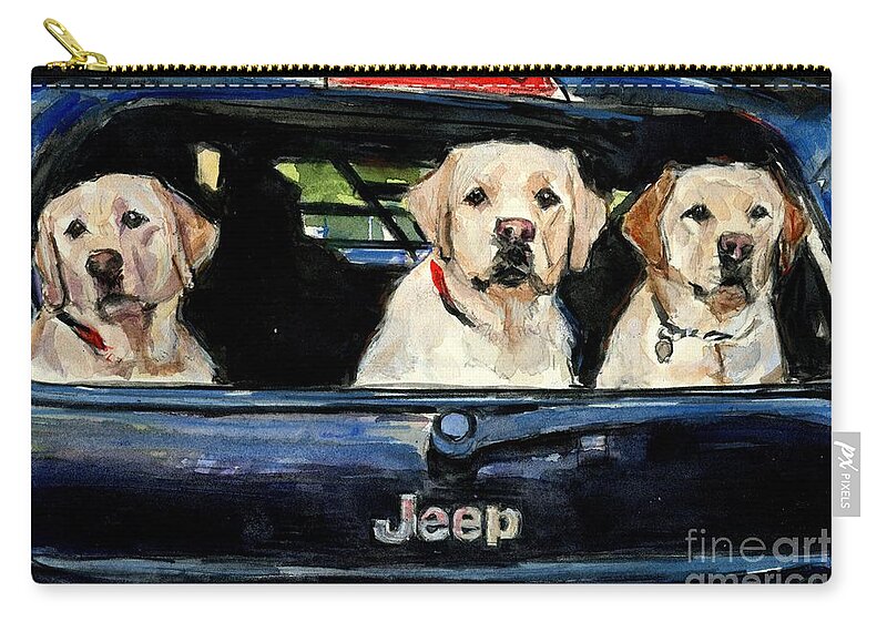 Yelllow Labrador Retrievers Zip Pouch featuring the painting Hooligans by Molly Poole