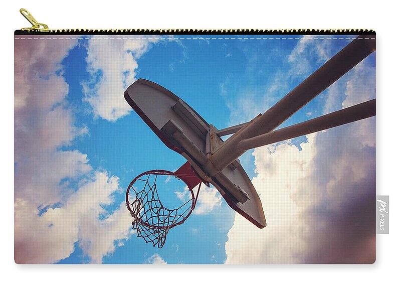 Basketball Zip Pouch featuring the photograph Hoop and Sky by Toni Hopper