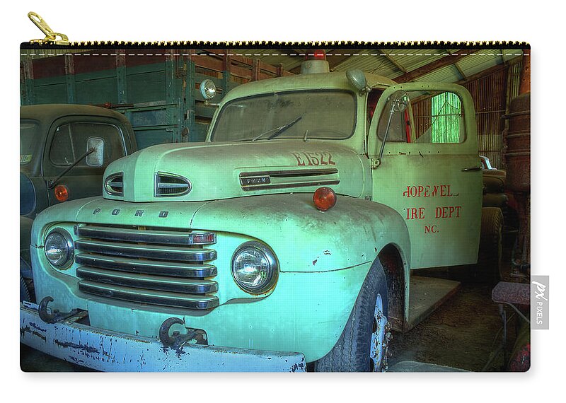 Truck Zip Pouch featuring the photograph Hopewell Fire Truck by Jerry Gammon